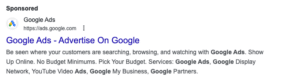 Google Ads PPC Advertisement shown at top of search results