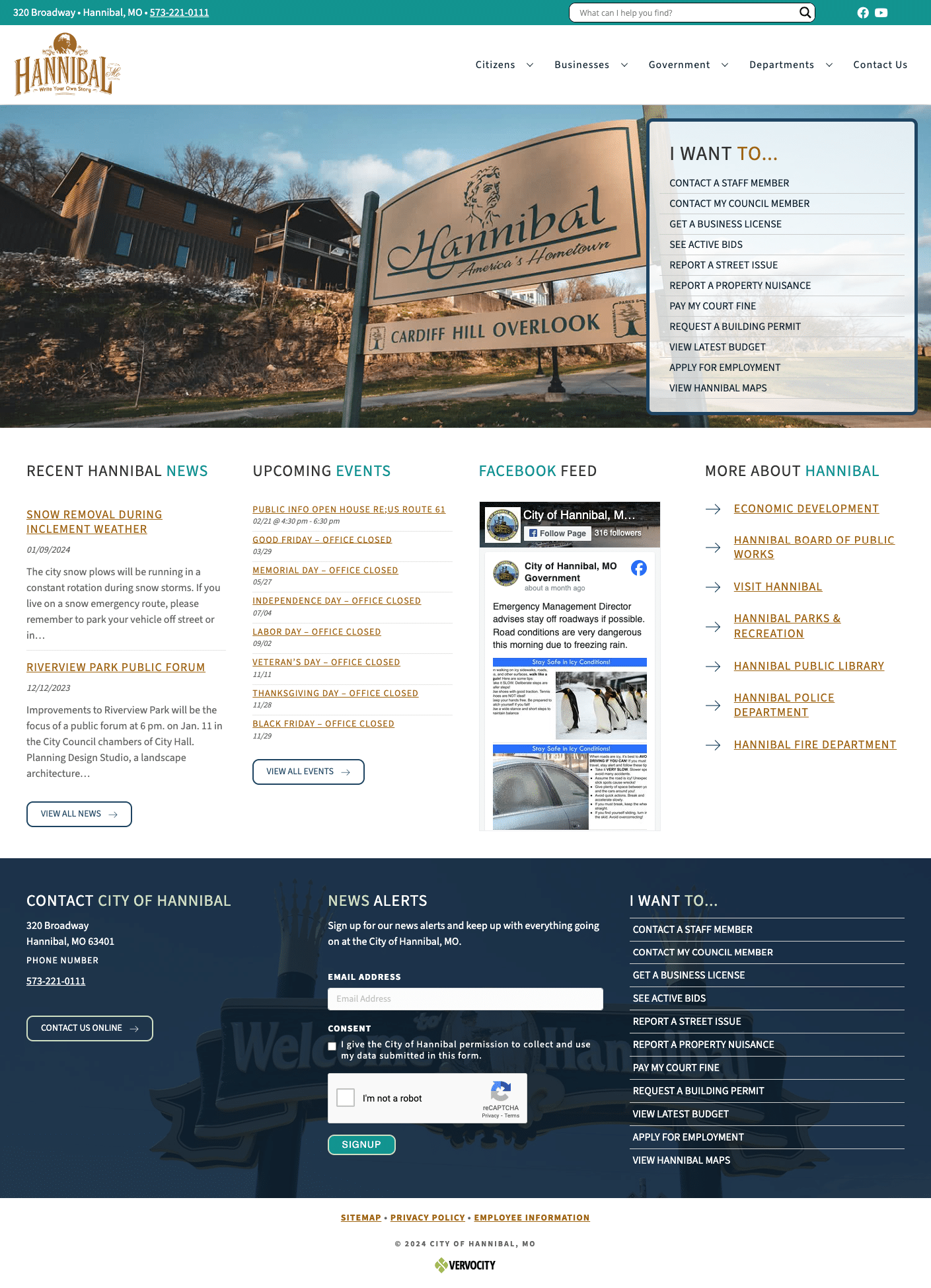 City of Hannibal MO homepage