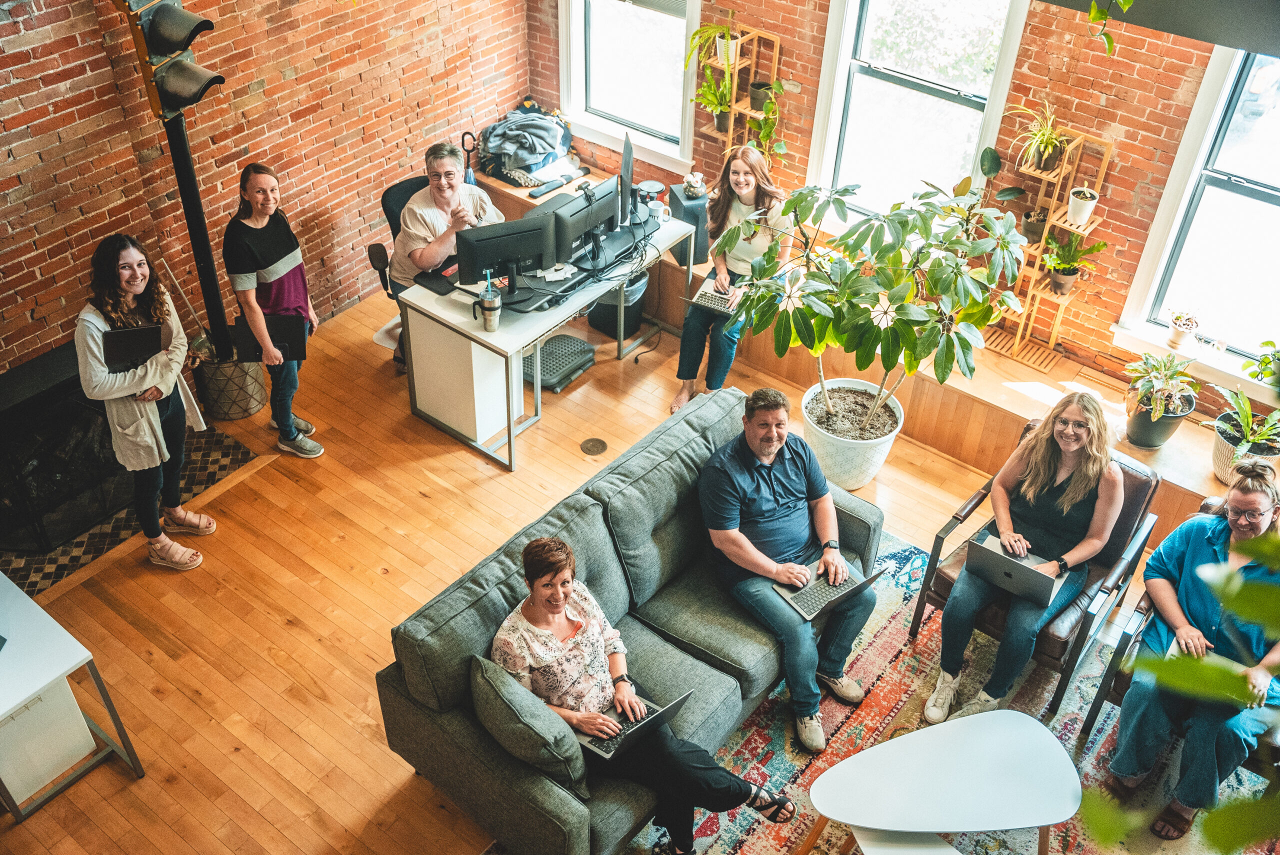 aerial view of Vervocity team and office