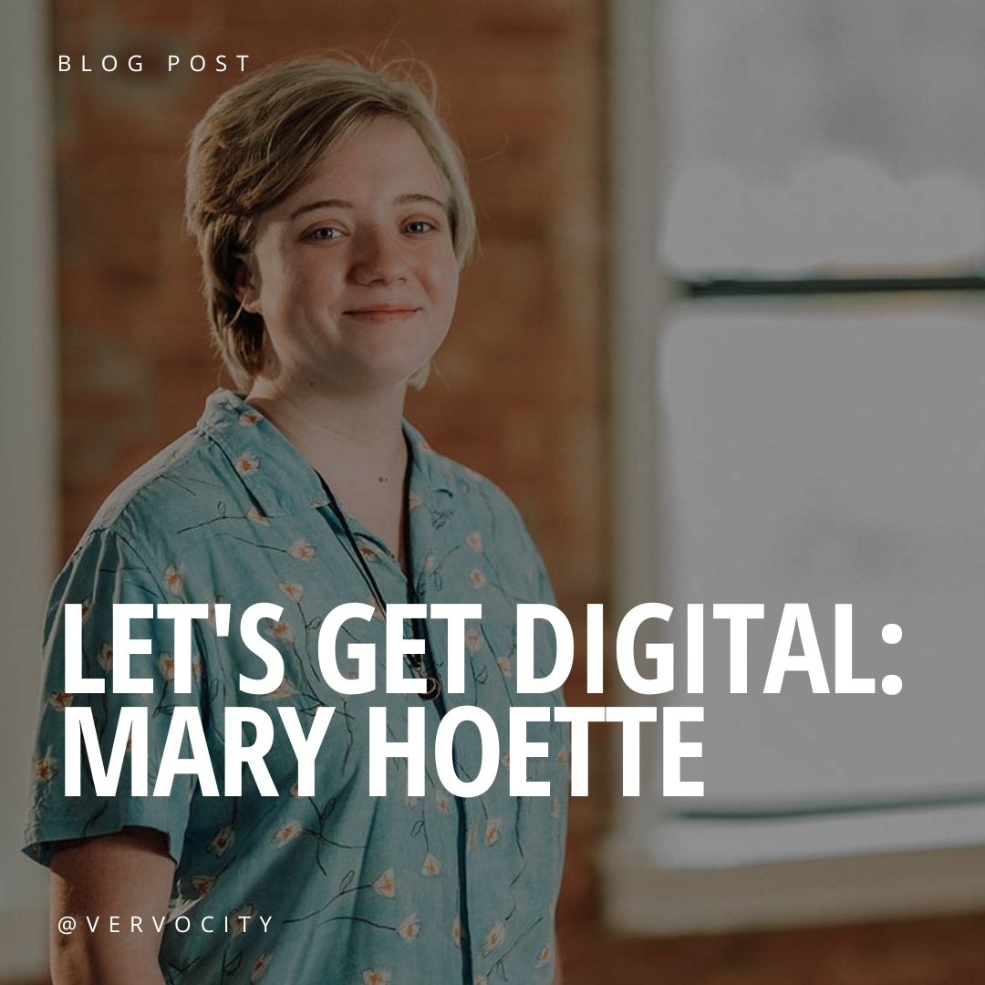 Mary smiling and looking at the camera