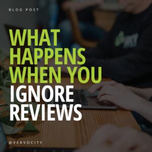 blog title text overlay over photo of person sitting at table on computer